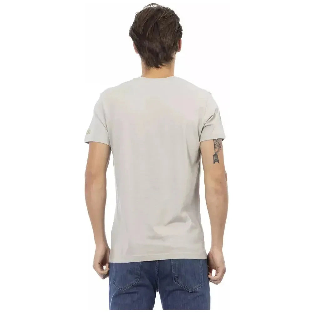 Trussardi Action Gray Cotton Men's V-Neck T-Shirt TR-22830-S