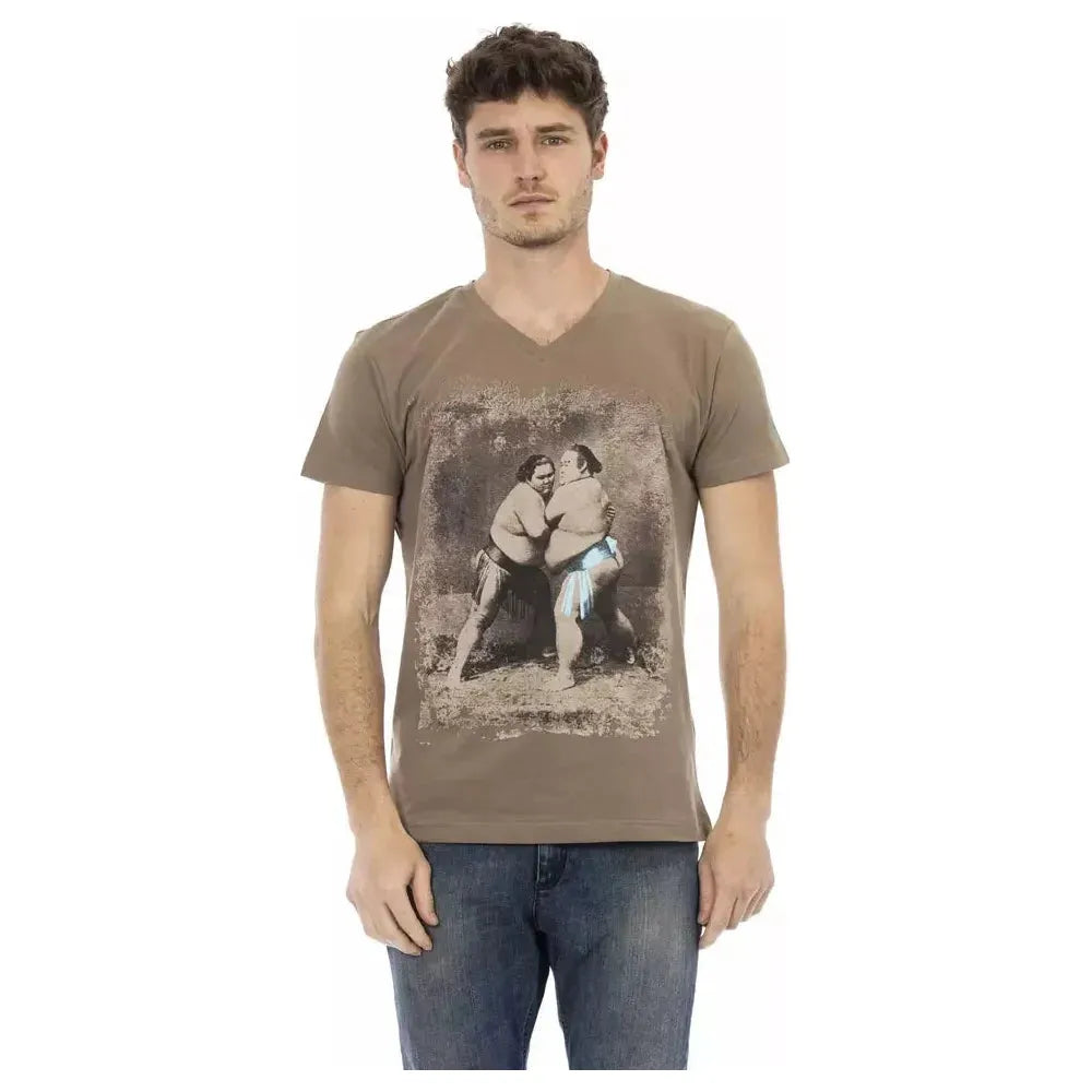Trussardi Action Brown Cotton Men T-Shirt TR-22831-S