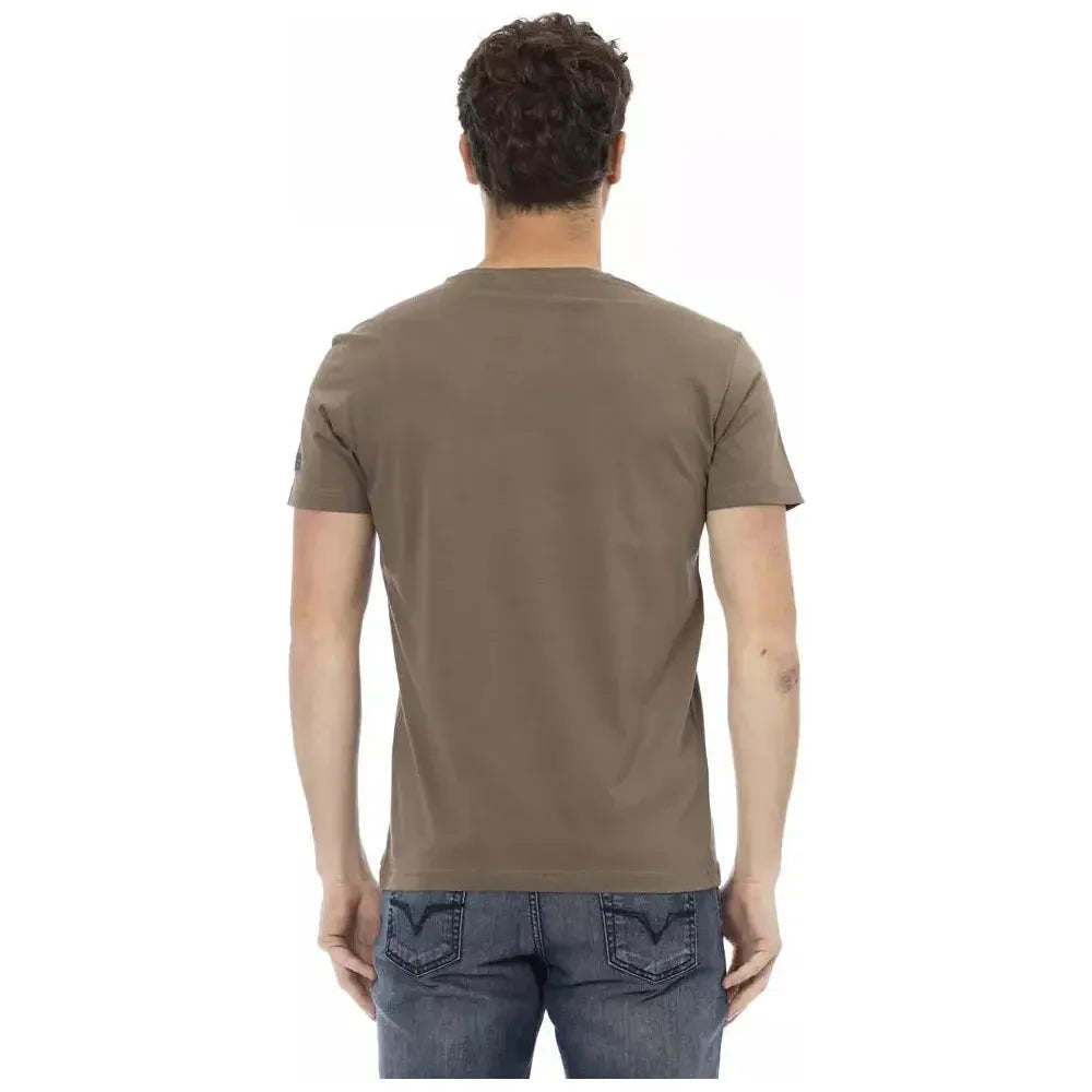 تي شيرت رجالي من القطن باللون البني من Trussardi Action