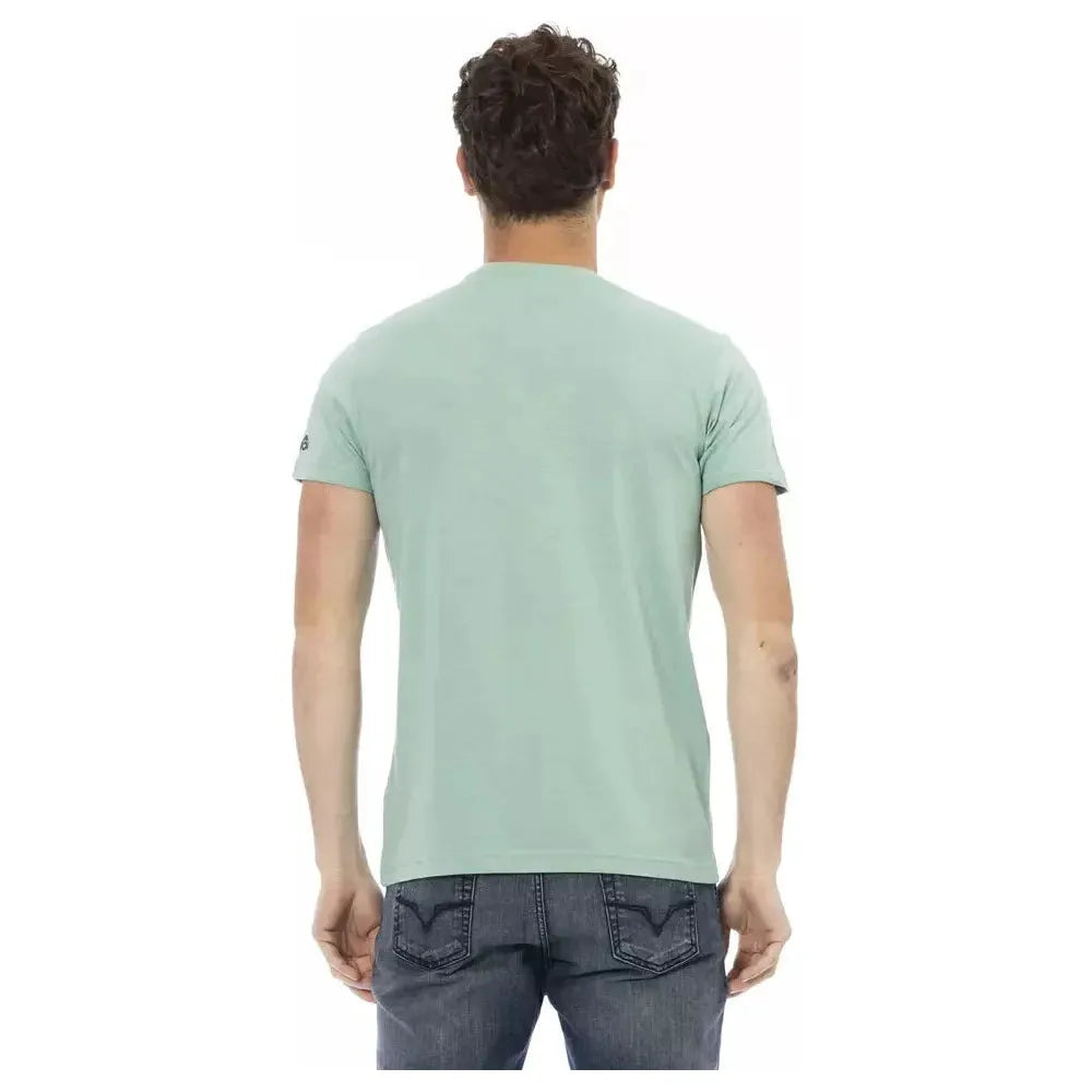 تي شيرت رجالي من القطن باللون الأخضر من Trussardi Action