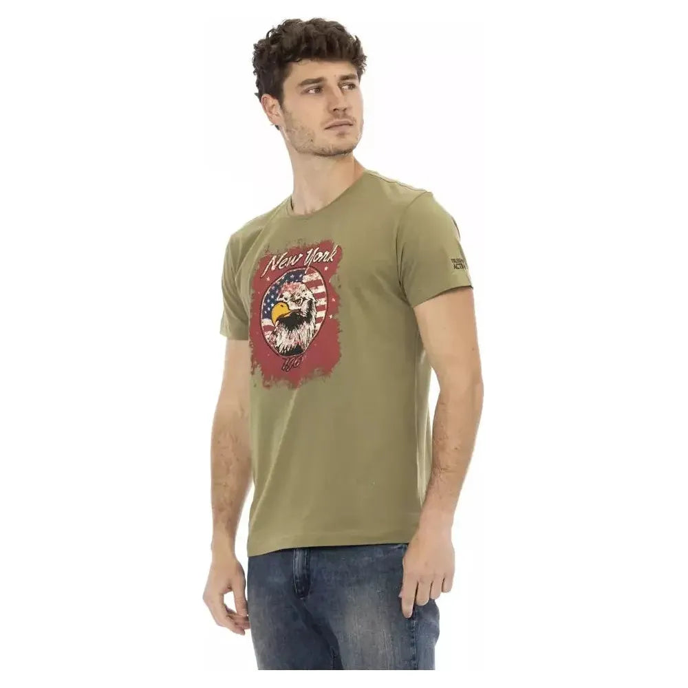 تي شيرت رجالي من القطن باللون الأخضر من Trussardi Action