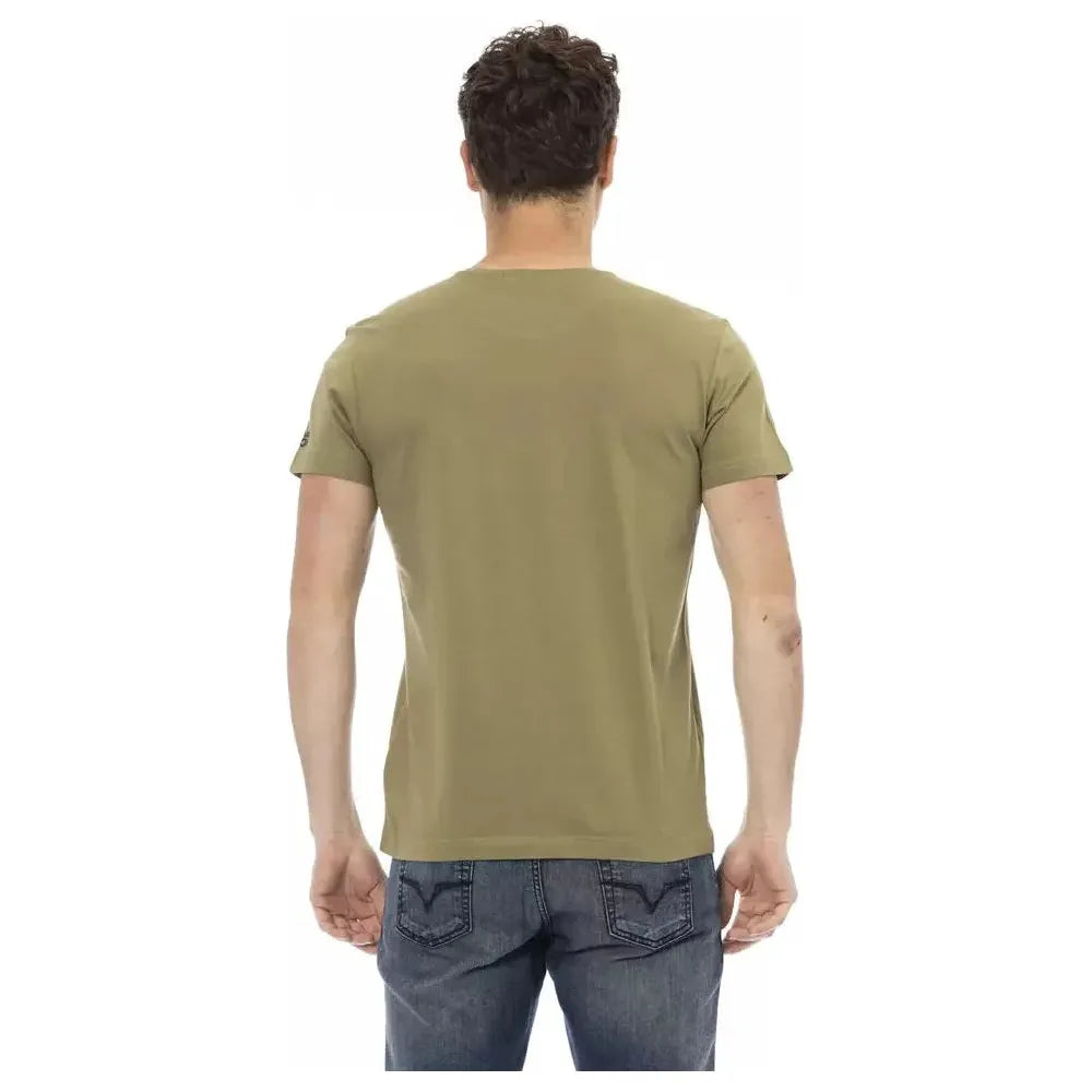 تي شيرت رجالي من القطن باللون الأخضر من Trussardi Action