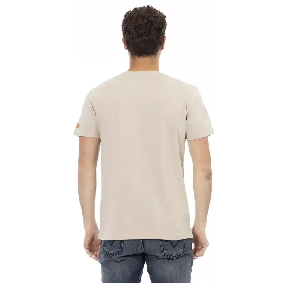 Trussardi Action Beige Cotton Men T-Shirt TR-22709-M