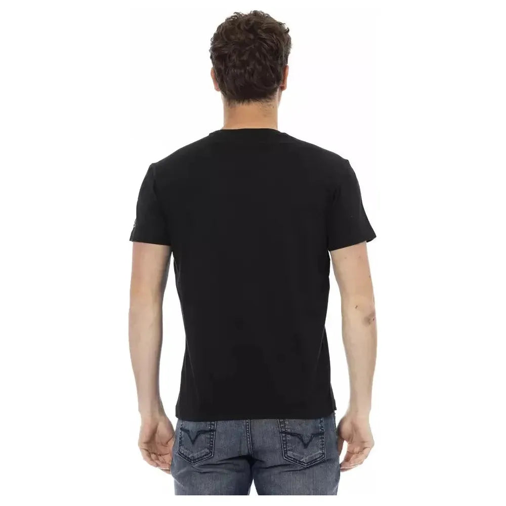 تي شيرت رجالي من القطن باللون الأسود من Trussardi Action