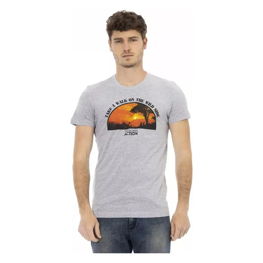 Trussardi Action Gray Cotton Men T-Shirt TR-22680-L
