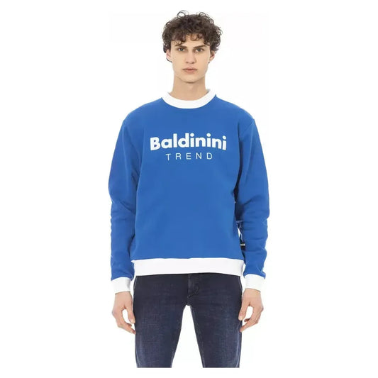 Baldinini Trend Blue Cotton Men Sweater BA-22666-3XL