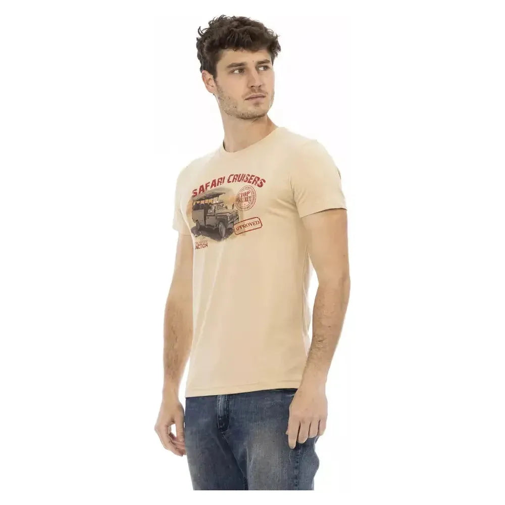 تي شيرت رجالي من Trussardi Action مصنوع من القطن باللون البيج