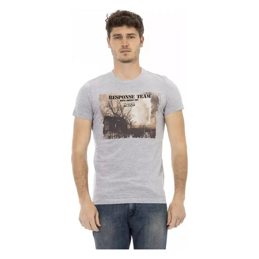 Trussardi Action Gray Cotton Men T-Shirt TR-22682-M