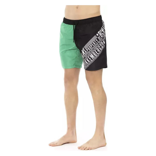 Bikkembergs Green Polyester Men Swim Short BI-22655-S