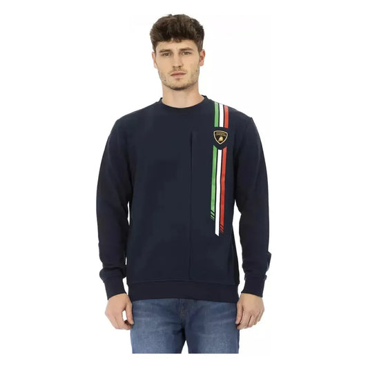 Automobili Lamborghini Blue Cotton Men Sweater with Chest Pocket AU-22642-L