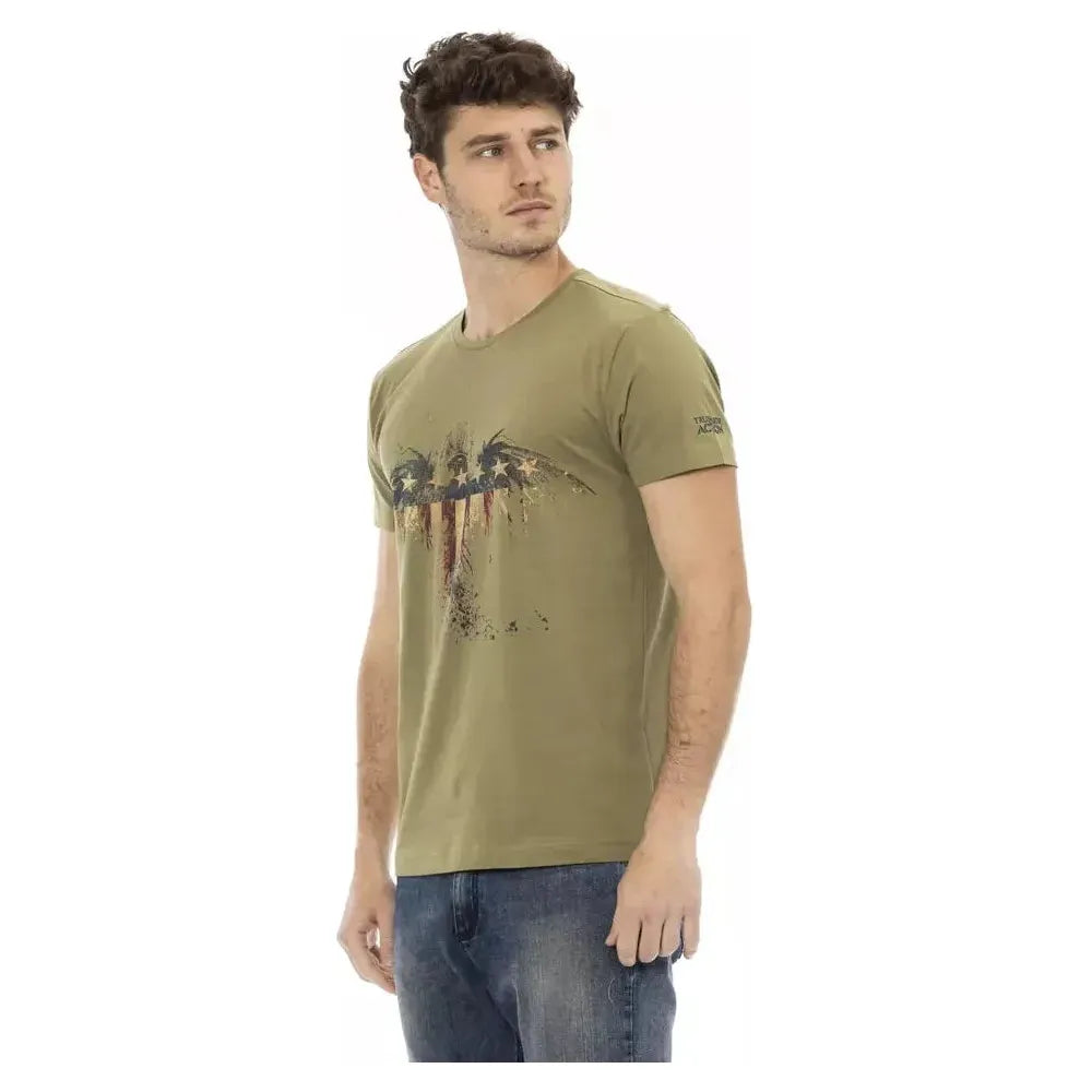 تي شيرت رجالي من القطن باللون الأخضر من Trussardi Action