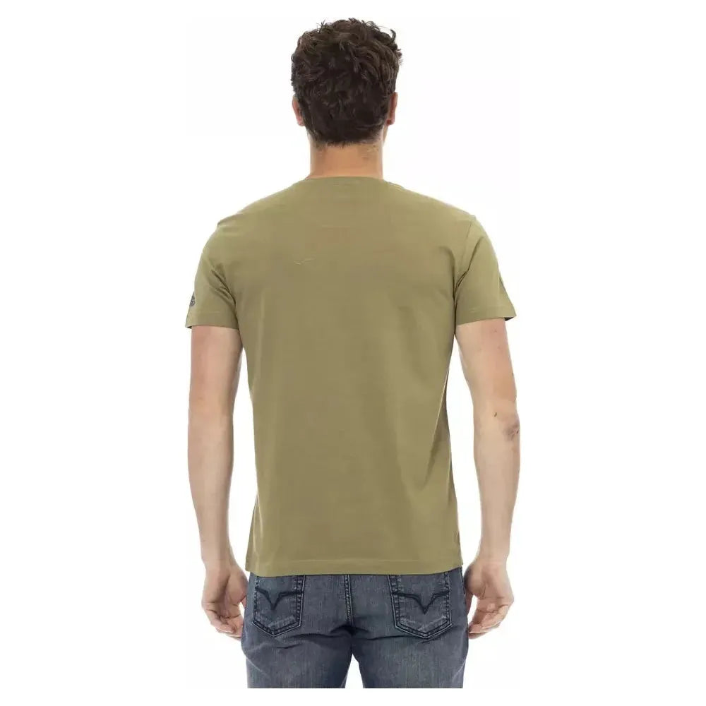 تي شيرت رجالي من القطن باللون الأخضر من Trussardi Action
