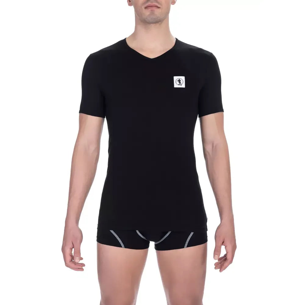 Bikkembergs Black Cotton Men's V-Neck T-Shirt