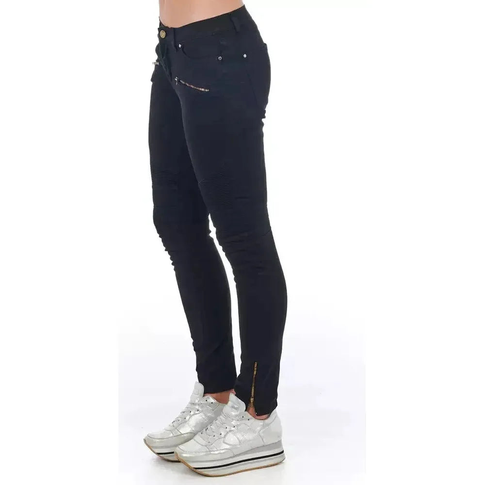 Frankie Morello Black Cotton Women Jeans Jeans & Pants