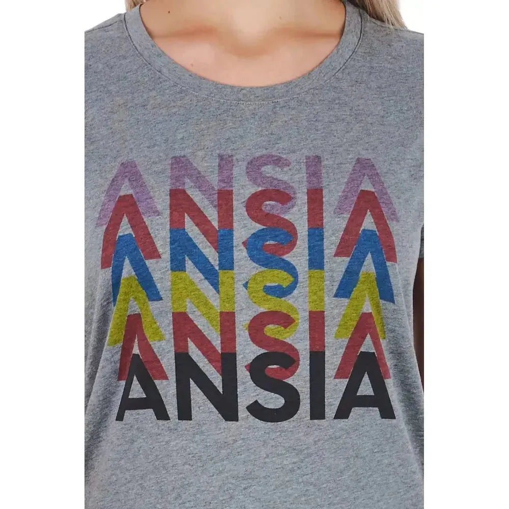 تي شيرت نسائي من القطن باللون الرمادي من فرانكي موريلو