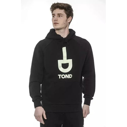 Tond Black Cotton Men Sweater with Hood