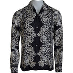 Dolce & Gabbana Blue Silk Floral Baroque Satin Casual Shirt TSH83578- 37