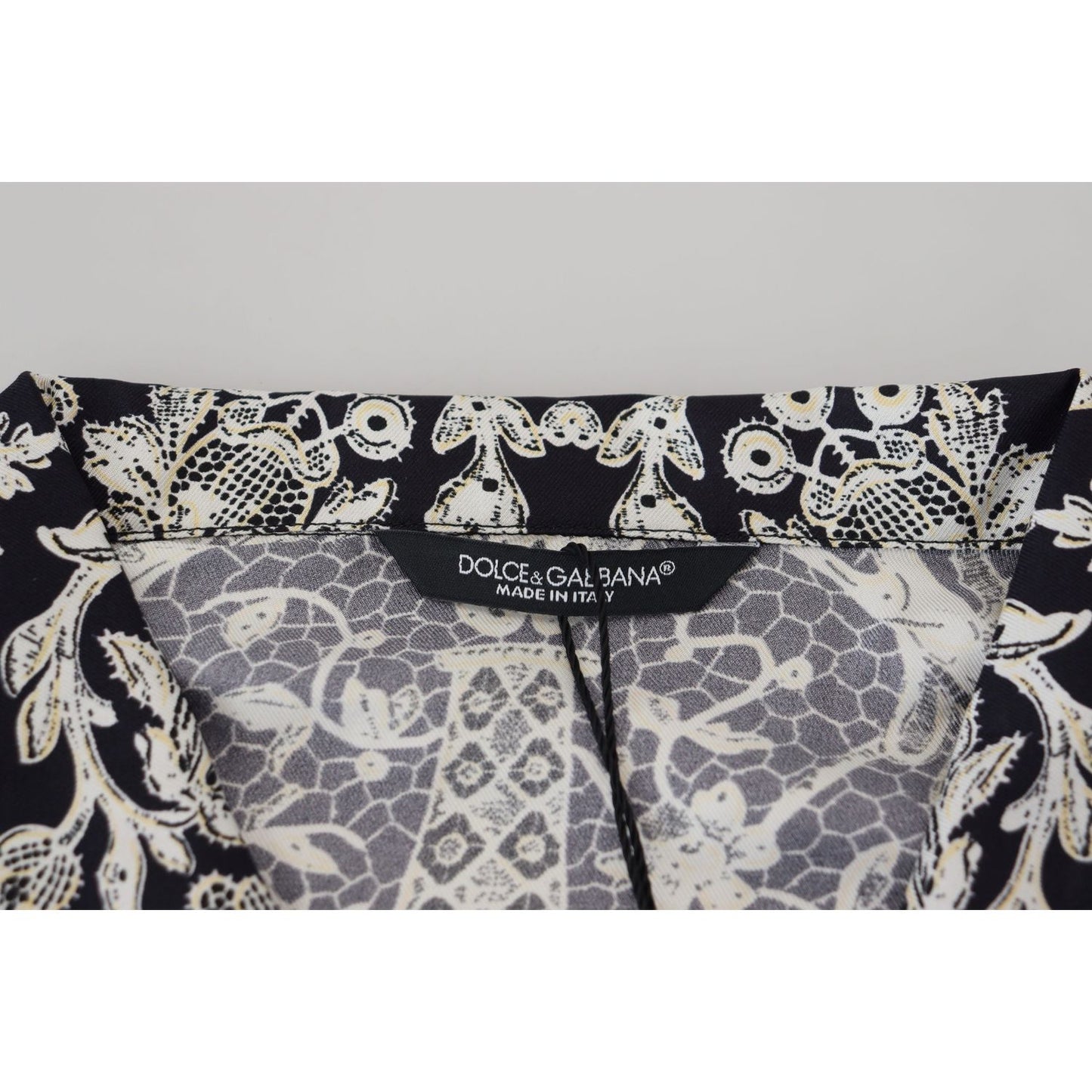 Dolce & Gabbana Blue Silk Floral Baroque Satin Casual Shirt TSH83578- 37