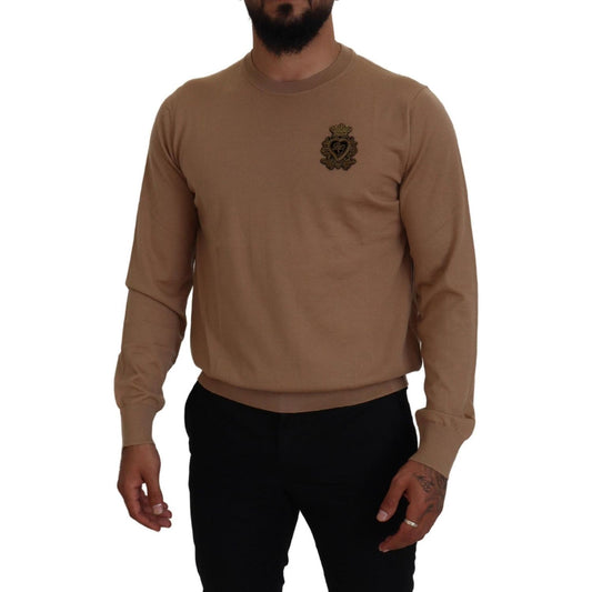 Dolce & Gabbana Beige Cashmere Crown Logo Pullover Sweater TSH83581- 48