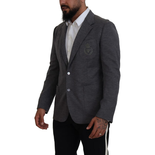 Dolce & Gabbana Gray Wool Stretch Slim Fit Jacket Blazer KOS2109- 44