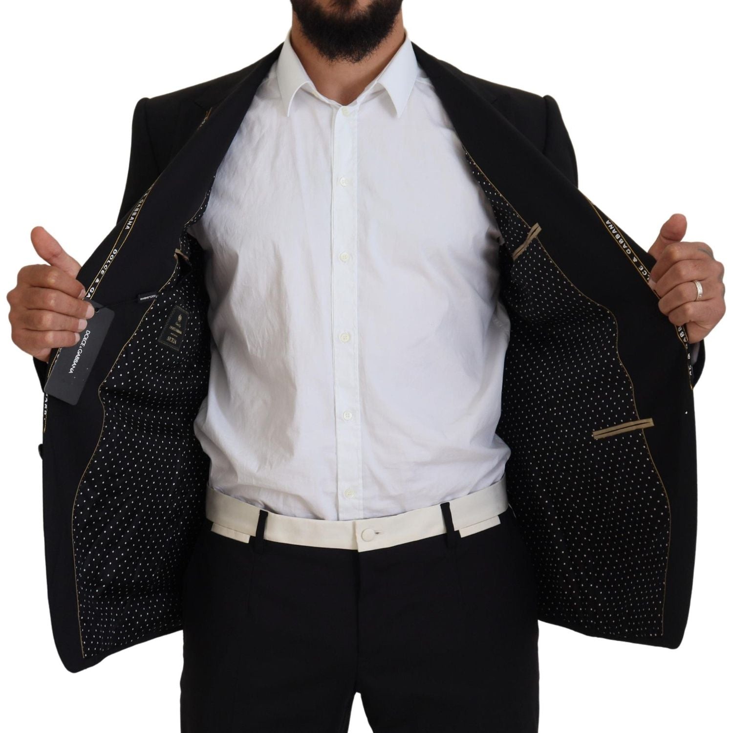 西西里风格黑色单排扣西装外套