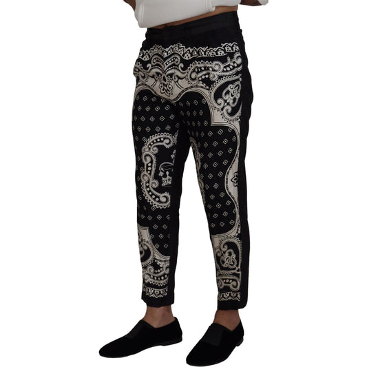 Dolce & Gabbana Black Silk Bandana Print Pants PAN73240 - 48