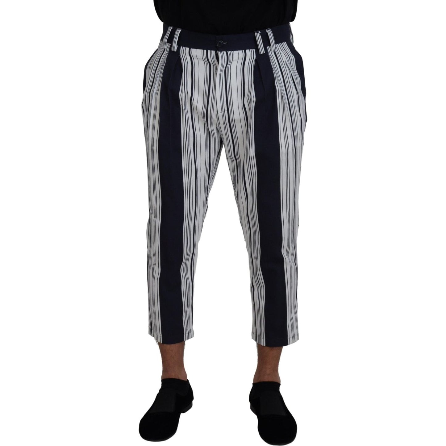 Dolce & Gabbana White Cotton Striped Cropped Pants PAN73260 - 46