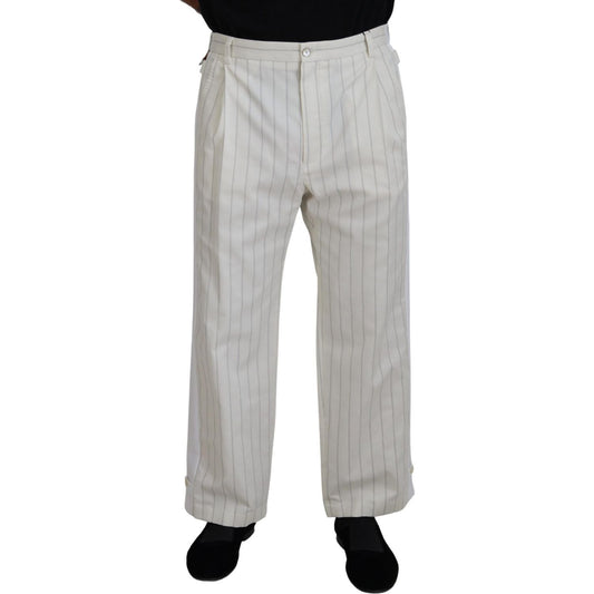 Dolce & Gabbana White Cotton Striped Formal Pants PAN73261 - 56