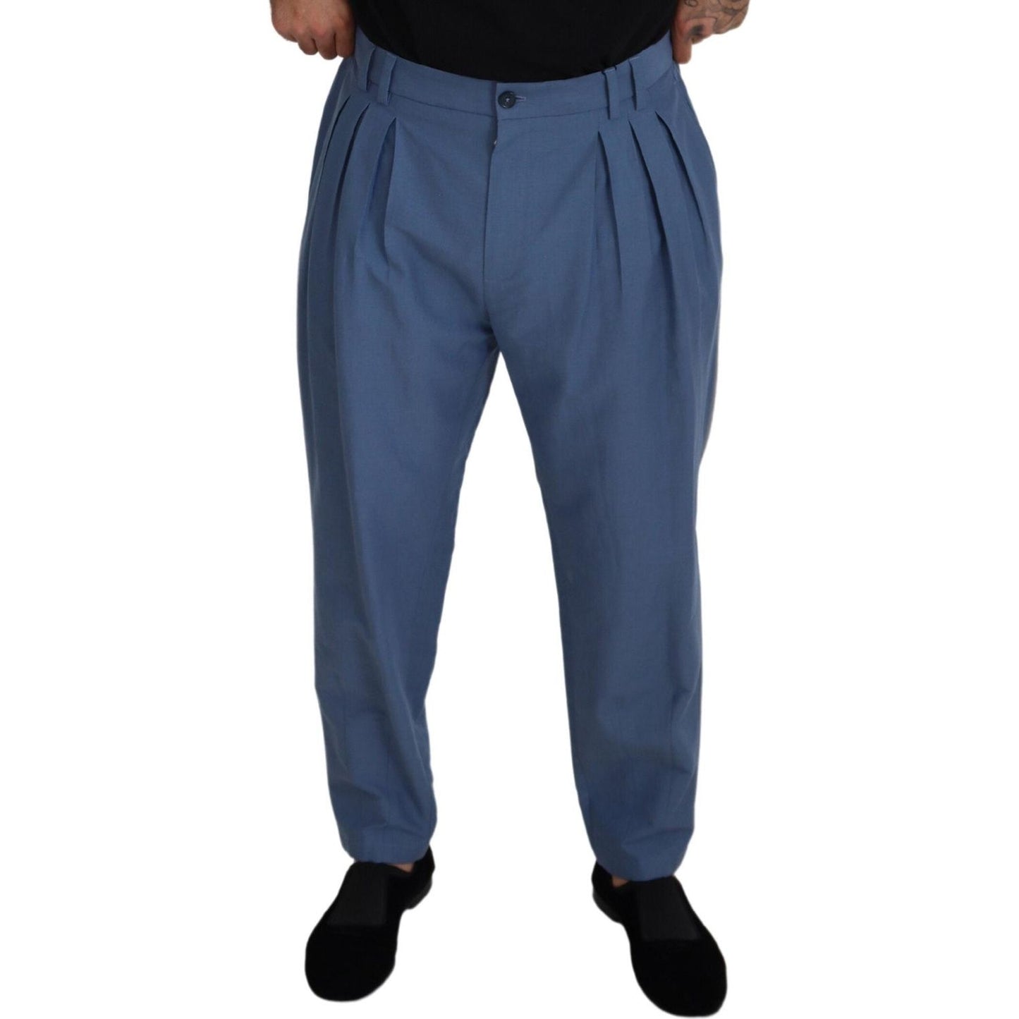 Dolce & Gabbana Blue Linen Chino Formal Pants PAN73289 - 52
