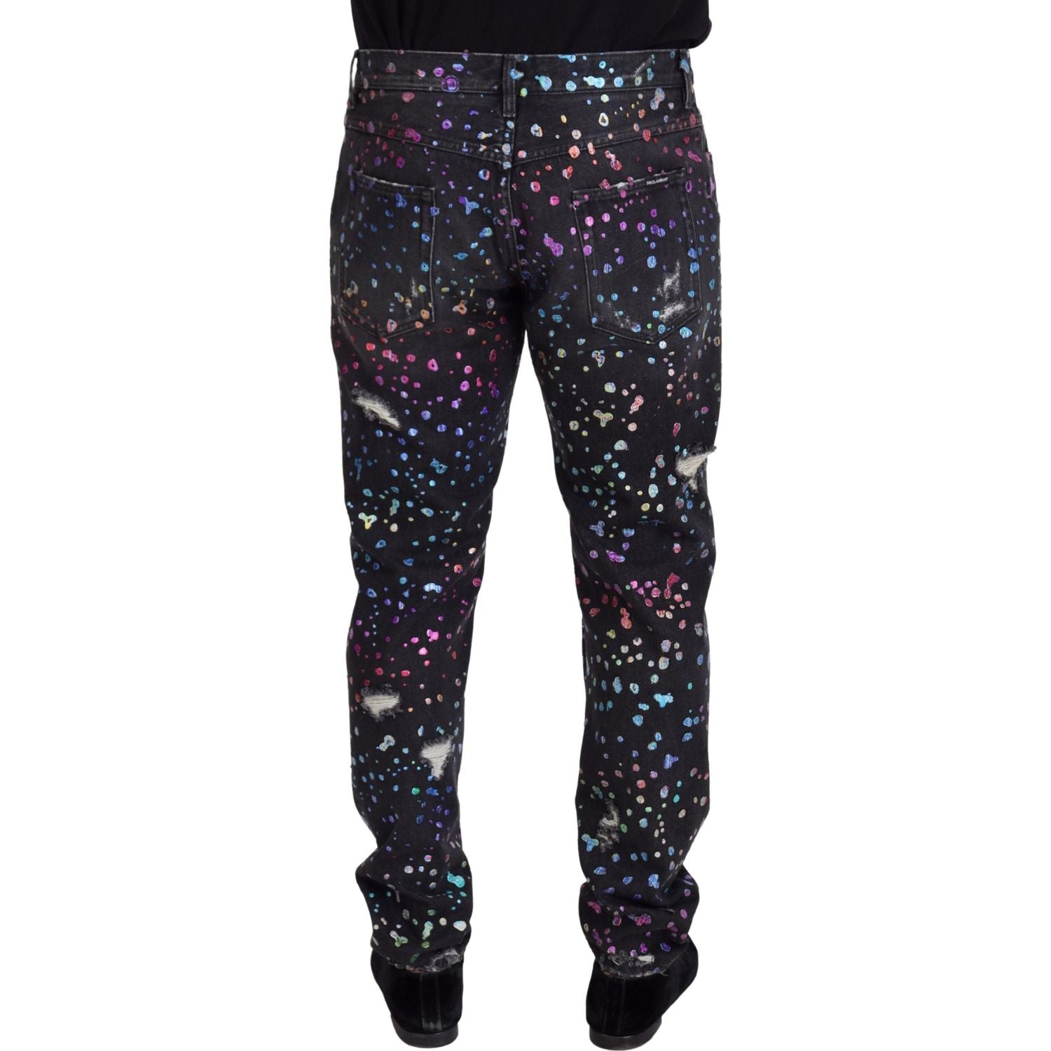 优雅多色印花牛仔裤