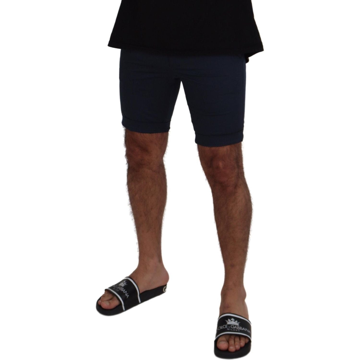 شورت دولتشي آند غابانا الأنيق المصنوع من مزيج القطن باللون الأزرق