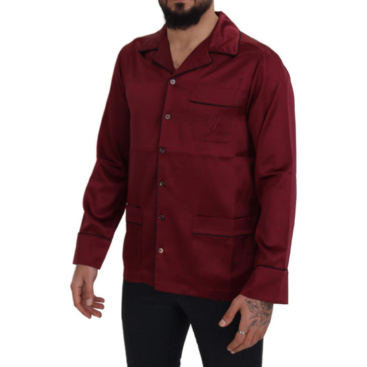 Dolce & Gabbana Red Silk Lounge Top Pajama Sleepwear Shirt TSH83053 - 37