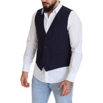 Dolce & Gabbana Dark Blue Wool Stretch Waistcoat Formal Vest TSH83026 - 48