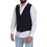 Dolce & Gabbana Dark Blue Wool Stretch Waistcoat Formal Vest TSH83026 - 48