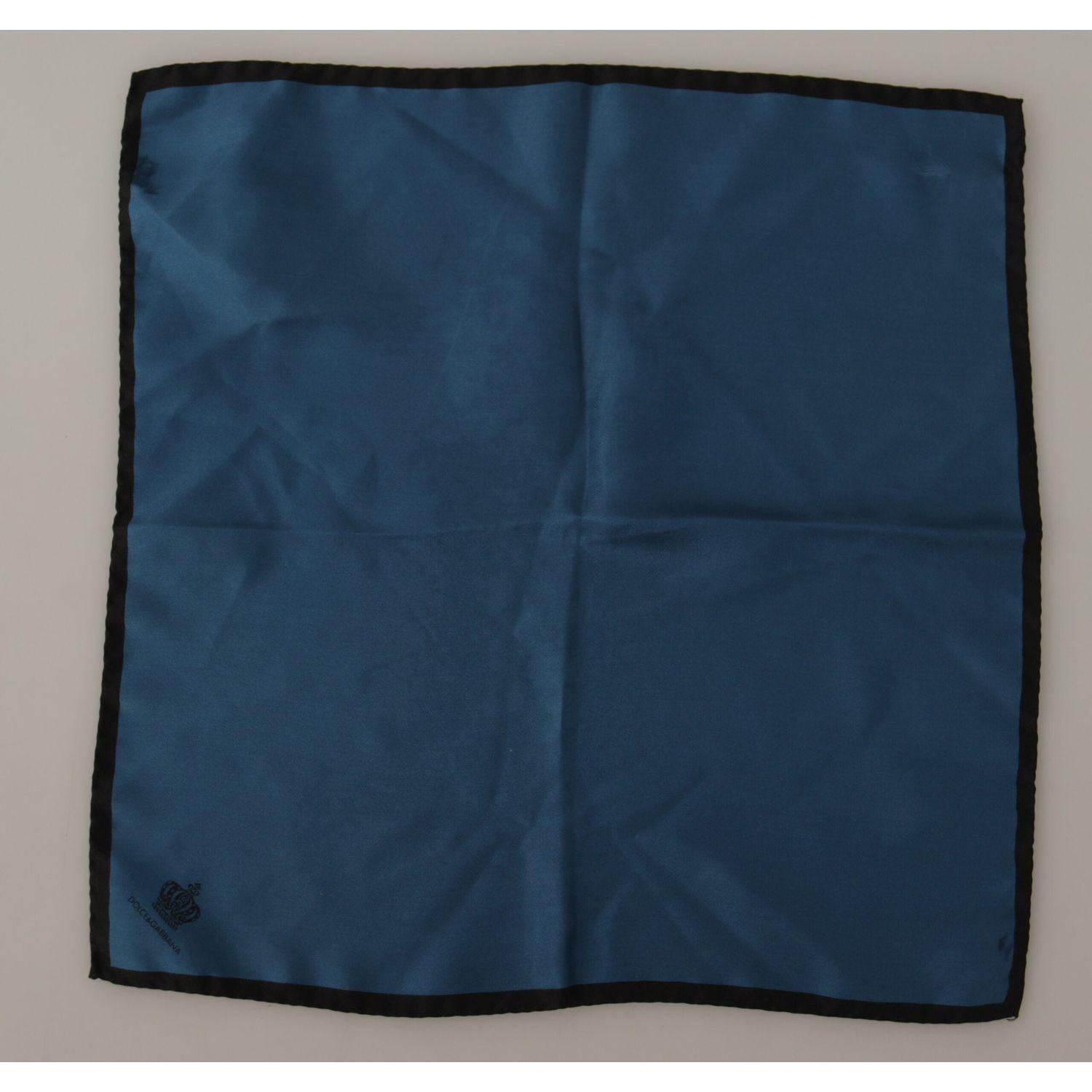 Dolce & Gabbana Black Blue DG Crown Printed Square Handkerchief Scarf