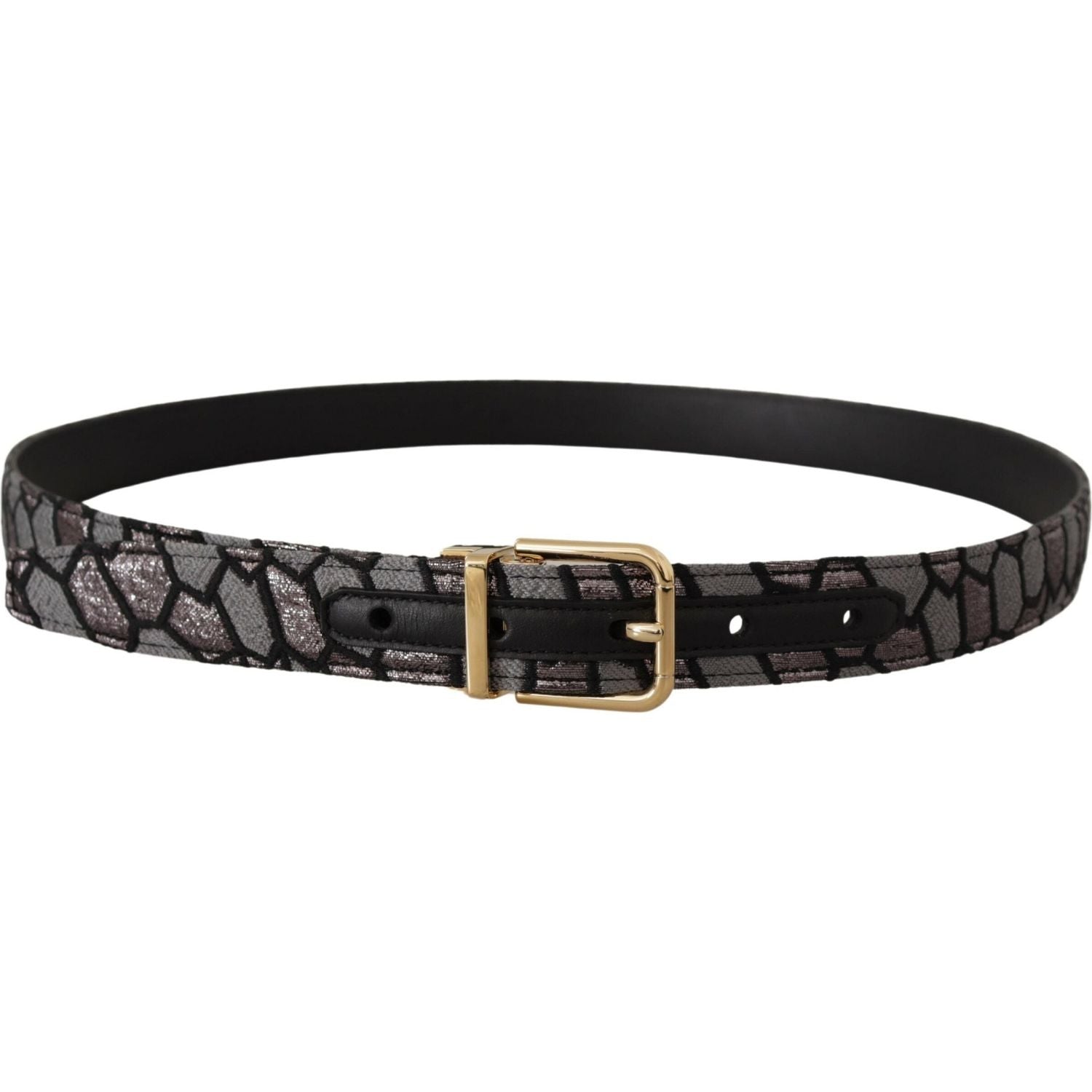 Dolce & Gabbana Multicolor Patchwork Leather Gold Jaquard Belt
