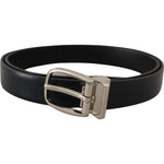 Dolce & Gabbana Elegant Black Leather Belt with Silver Buckle Dolce & Gabbana Black