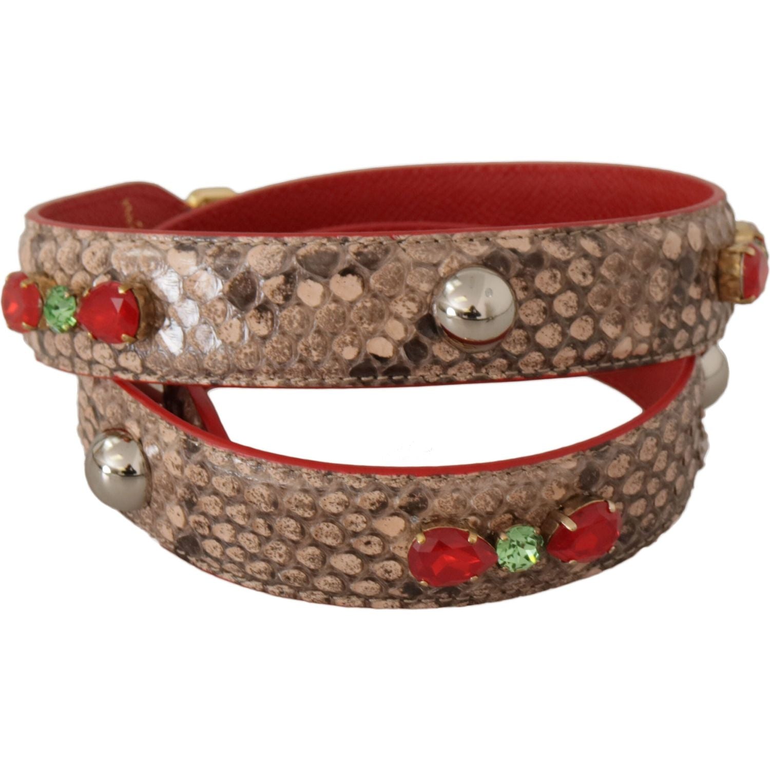 حزام حقيبة دولتشي آند غابانا الأنيق المصنوع من جلد الثعبان البني