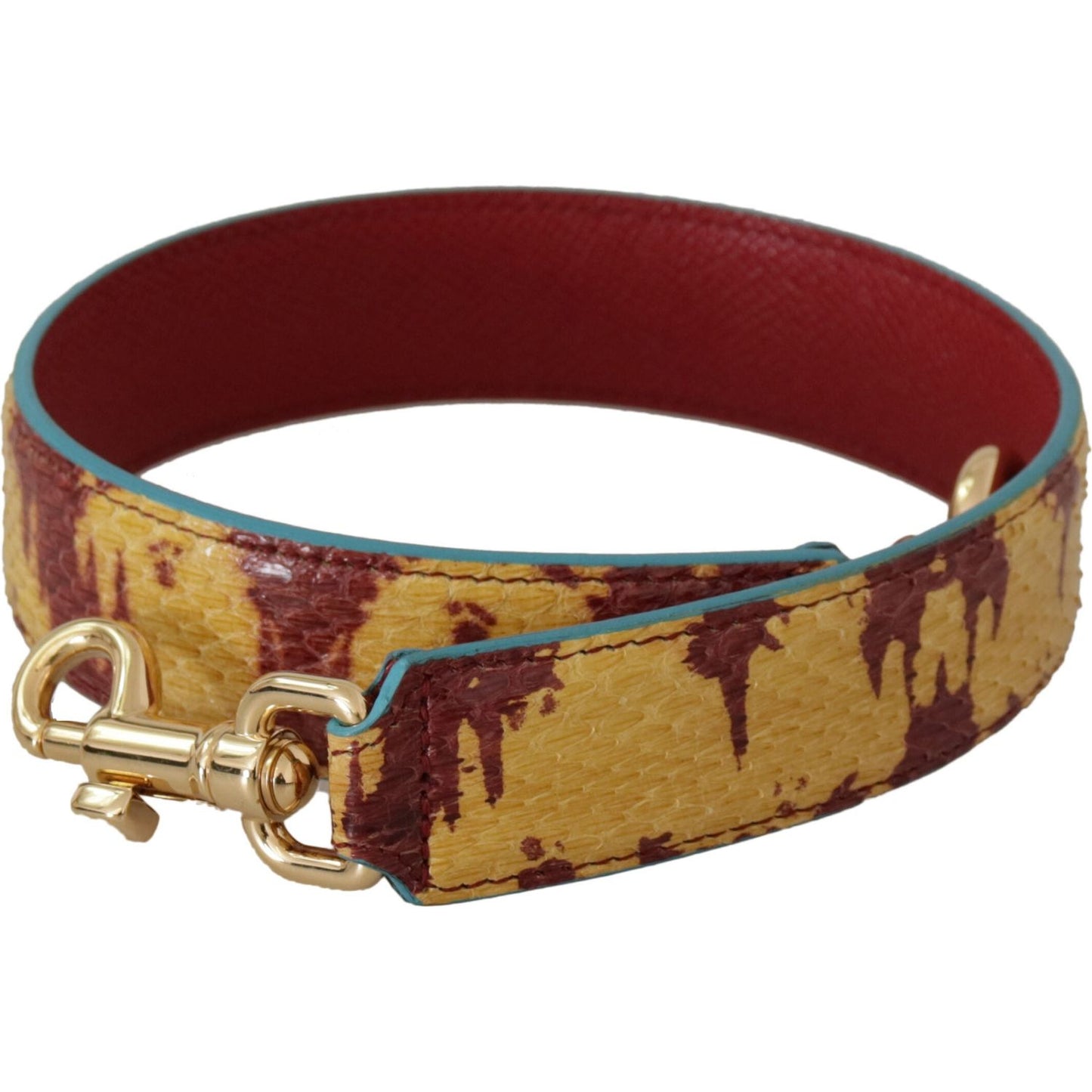 Dolce & Gabbana Yellow Red Leather Gold Tone Shoulder Strap