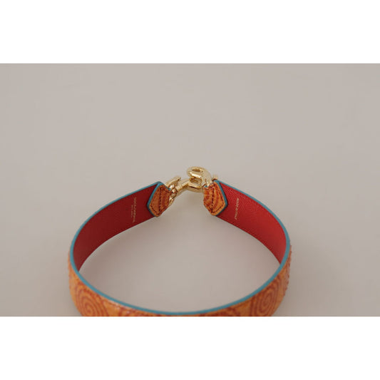 Dolce & Gabbana Orange Leather Swirl Print Bag Shoulder Strap BEL8740