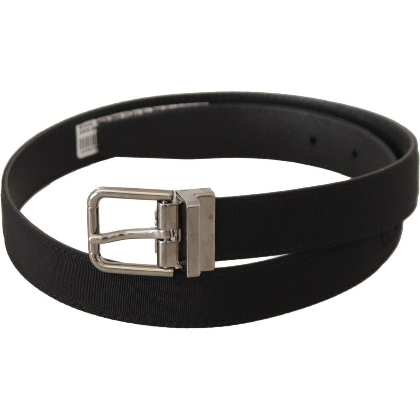 Dolce & Gabbana Black Canvas Leather Silver Tone Metal Buckle Belt