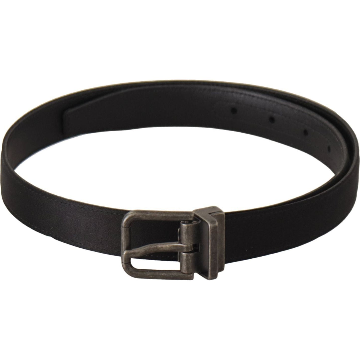 Dolce & Gabbana Black Calfskin Leather Vintage Metal Buckle Belt