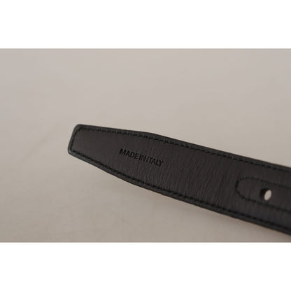 Dolce & Gabbana Navy Blue Jacquard Gold Tone Logo Metal Buckle Belt