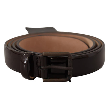 Dolce & Gabbana Black Patent Leather Logo Metal Waist Buckle Belt
