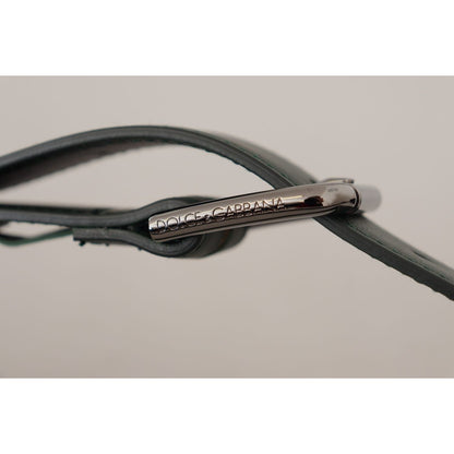 Dolce & Gabbana Army Green Leather Logo Metal Waist Buckle Belt