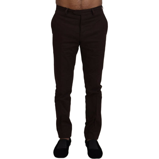 BENCIVENGA Brown Cotton Tapered Formal Men Pants PAN71363 - 48