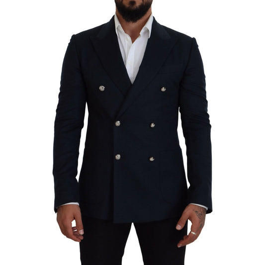 Dolce & Gabbana Blue Double Breasted Formal Coat Blazer KOS2137- 48