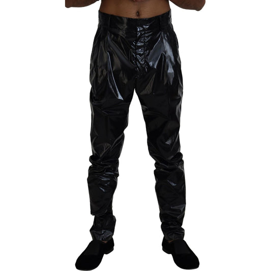Dolce & Gabbana Black Shining Nylon Skinny Men Pants