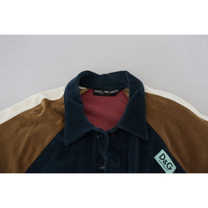 Dolce & Gabbana Multicolor Cotton Collared Pullover Sweater