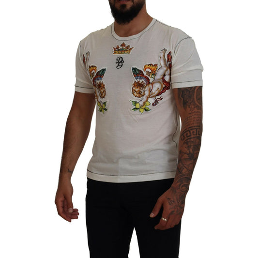 Dolce & Gabbana White Printed Short Sleeves Men T-shirt TSH83620 - 44